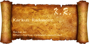 Karkus Radamesz névjegykártya